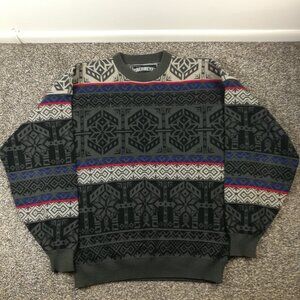 Vintage Obermeyer Sweater Fair Isle Wool Winnipeg Crewneck Pullover Mens XL